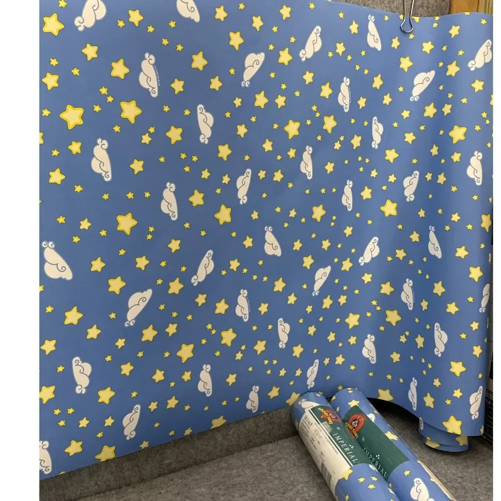 Imperial Looney Tunes LT4241 Vintage Blue Sky Blue Cloud Yellow Star Wallpaper